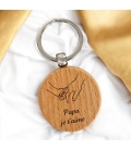 Porte-clés rond en bois personnalisé - Modèle Mains