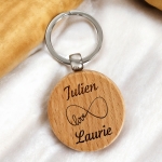 Porte-clés rond en bois personnalisé - Modèle Infini
