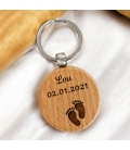 Porte-clés rond en bois personnalisé - Modèle Enfant