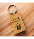 Porte-clés rectangle en bois personnalisé - Modèle Maison