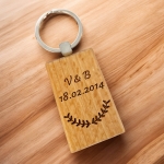 Porte-clés rectangle en bois personnalisé - Modèle Lauriers