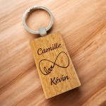 Porte-clés rectangle en bois personnalisé - Modèle Infini