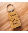 Porte-clés rectangle en bois personnalisé - Modèle Infini