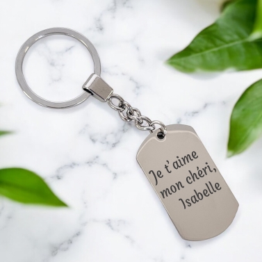 Porte-clés personnalisé plaque texte à graver