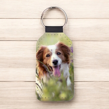 Porte clé cuir rectangle photo personnalisé