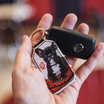 Porte clé cuir rectangle photo personnalisé