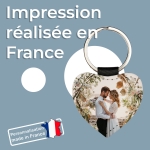 Porte clé cuir coeur photo personnalisé