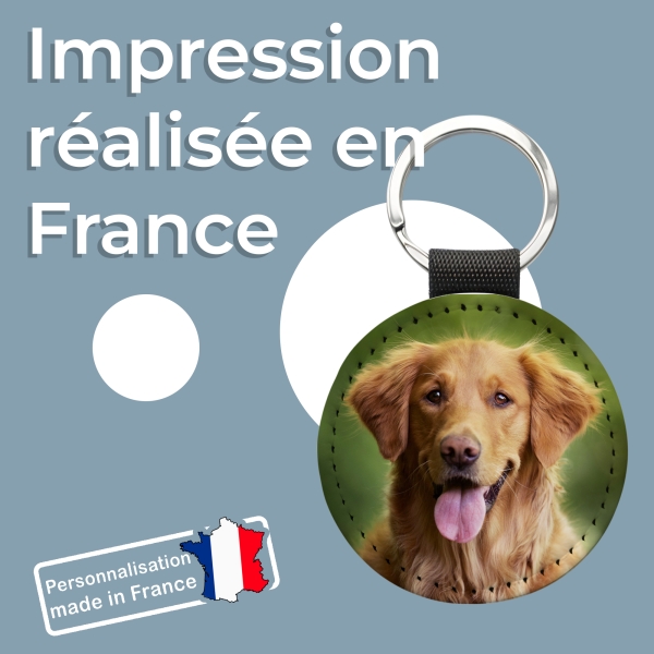 Porte clés cuir rond photo personnalisé