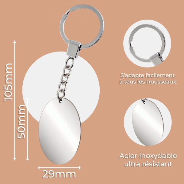 Porte clés ovale avec gravure