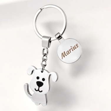 porte clés chien prénom à graver