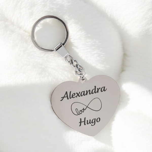 Porte-clés cœur personnalisé - Modèle Infini