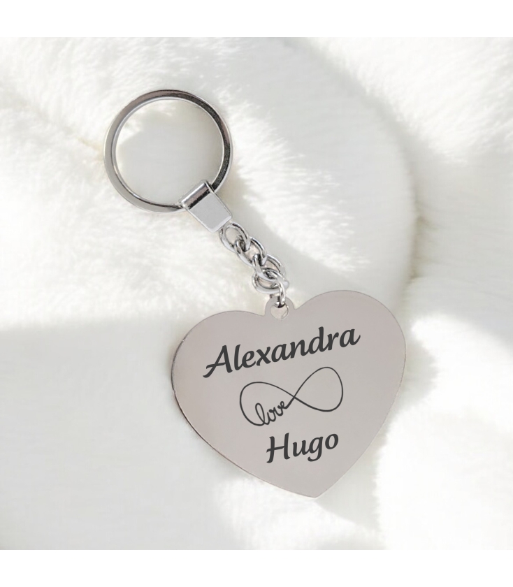 Porte-Clés En Argent Avec Symbole Cœur Infini Creux - Pendentif D'Amour - Neuf Avec Étiquettes - Cadeau Homme Ou Femme