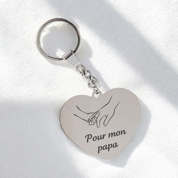 Porte-clés cœur personnalisé - Modèle Mains