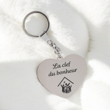 Porte-clés cœur personnalisé - Modèle Maison