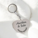 Porte-clés cœur personnalisé - Modèle Lauriers