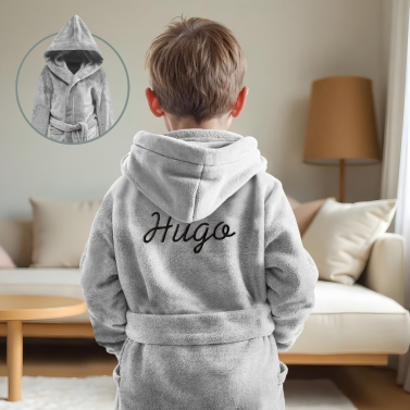 Peignoir de chambre enfant gris personnalisé