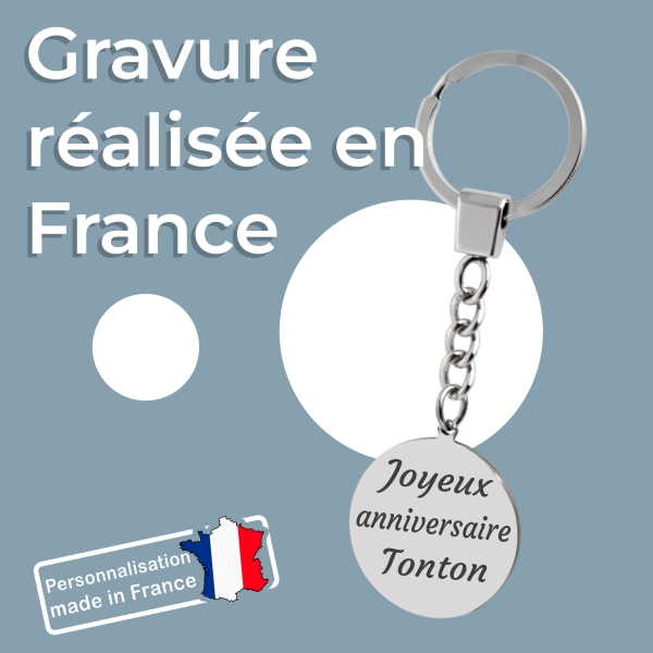 Porte clés rond acier à personnaliser
