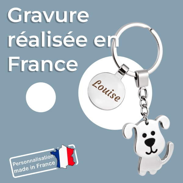 porte clés chien prénom à graver