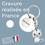 porte clés chat prénom à graver