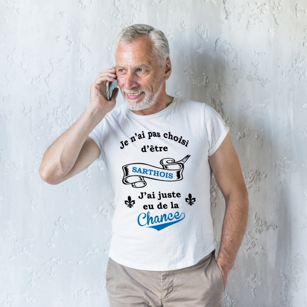 T-Shirt homme "J'ai juste eu de la chance" à personnaliser