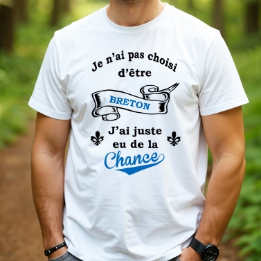 T-Shirt homme "J'ai juste eu de la chance" à personnaliser