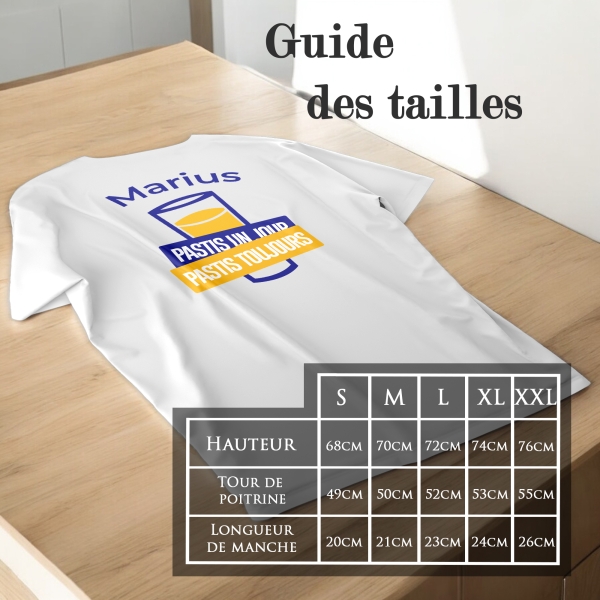 T-Shirt pour homme "Pastis un jour, pastis toujours" à personnalisé