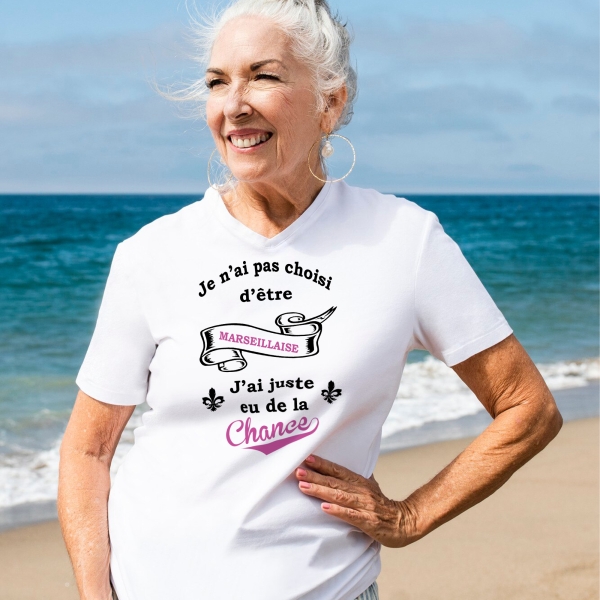 T-Shirt femme "J'ai juste eu de la chance" à personnaliser