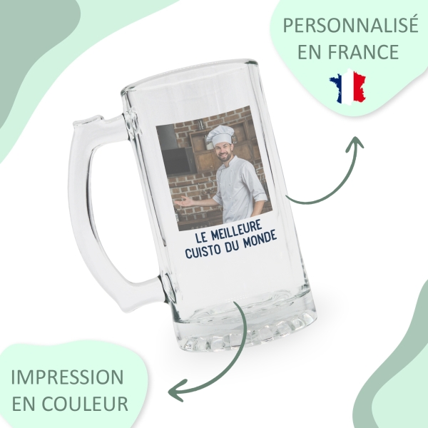 Chope à bière personnalisable - Photo et texte