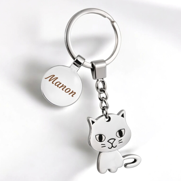 porte clés chat prénom à graver