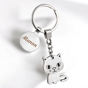 porte clés chat prénom à graver