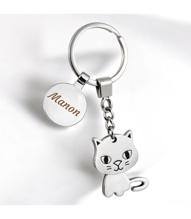 porte clé ovale polymère chat personnalisé avec prénom au choix réf 06 porte clé ovale polymère chat personnalisé avec prénom au choix réf 06
