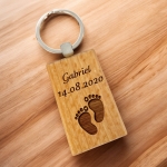 Porte-clés rectangle en bois personnalisé - Modèle Enfant