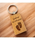 Porte-clés rectangle en bois personnalisé - Modèle Enfant