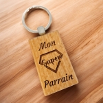 Porte-clés rectangle en bois personnalisé - Modèle Super