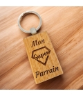 Porte-clés rectangle en bois personnalisé - Modèle Super