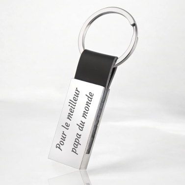 porte clés rectangle cuir texte à graver