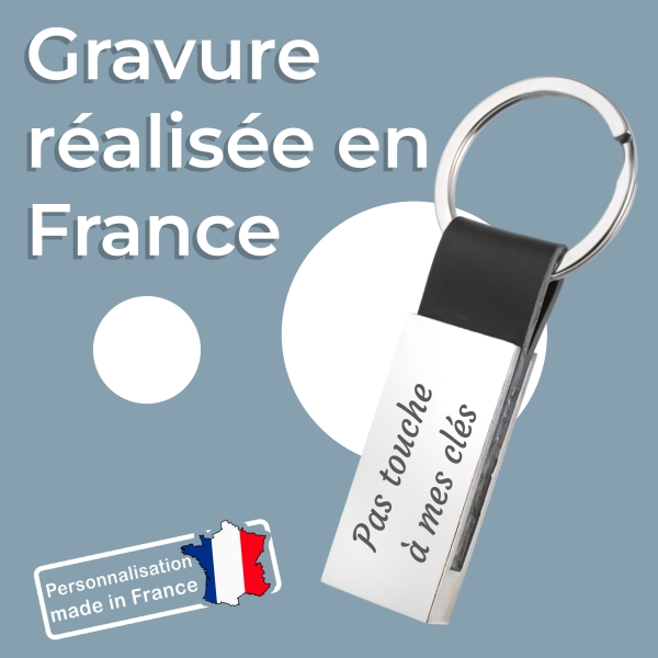 porte clés rectangle cuir texte à graver