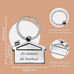 porte clés maison métal chromé texte à graver
