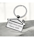 porte clés maison métal chromé texte à graver