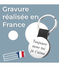 porte clés rond cuir texte à graver