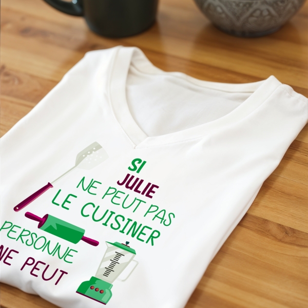 T-shirt "si .... ne peut pas le cuisiner" à personnalisé