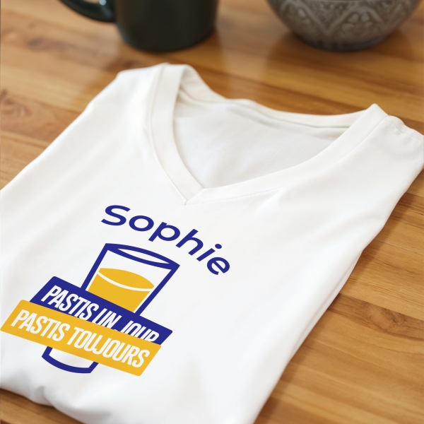 T-Shirt femme "Pastis un jour, pastis toujours" à personnaliser