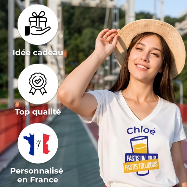 T-Shirt femme "Pastis un jour, pastis toujours" à personnaliser