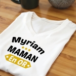 Tee Shirt blanc Je suis une Maman en or