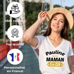 Tee Shirt blanc Je suis une Maman en or