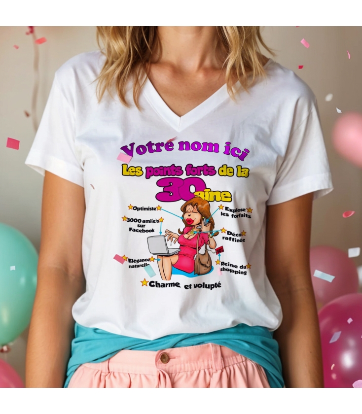Cadeau Femme 30 Ans Femme Je Peux Pas J'Ai 30 Ans Anniversaire Cadeau 30 Ans Humour T-Shirt Avec Col En V Monnaie De Paris Disney