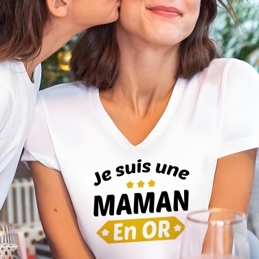 T-Shirt blanc Je suis une Maman en or