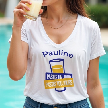 T-Shirt femme "Pastis un jour, pastis toujours" à personnaliser
