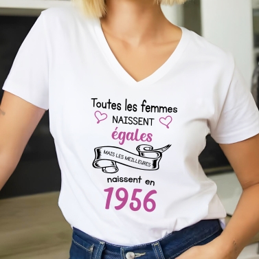 T-Shirt femme "Toutes les femmes naissent égales" à personnaliser