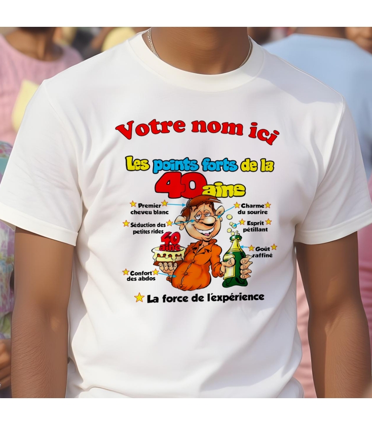 T-shirt homme anniversaire 40 ans personnalisé